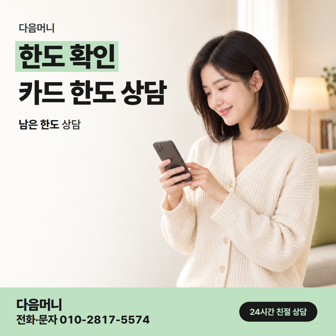 다음머니 대구카드깡 다 쓰지 않고 남겨 두는 한도