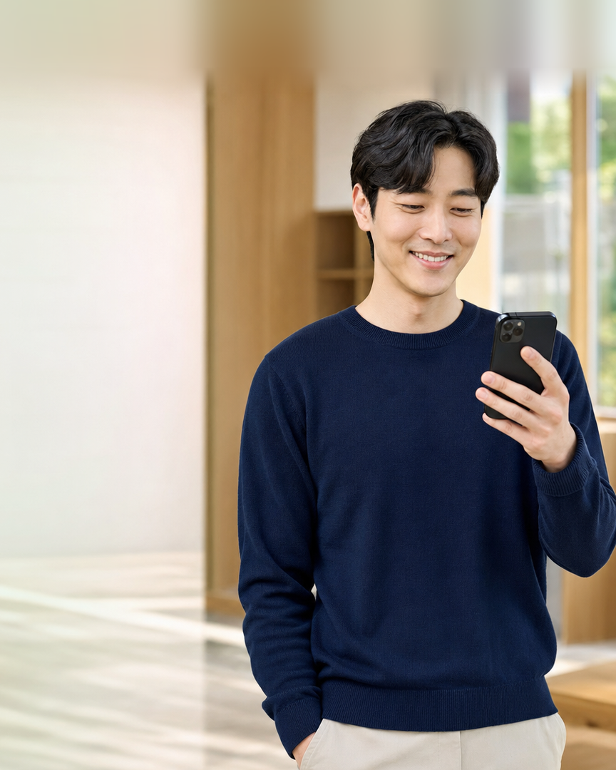 다음머니 대구카드깡 휴대폰을 든 남성 고객